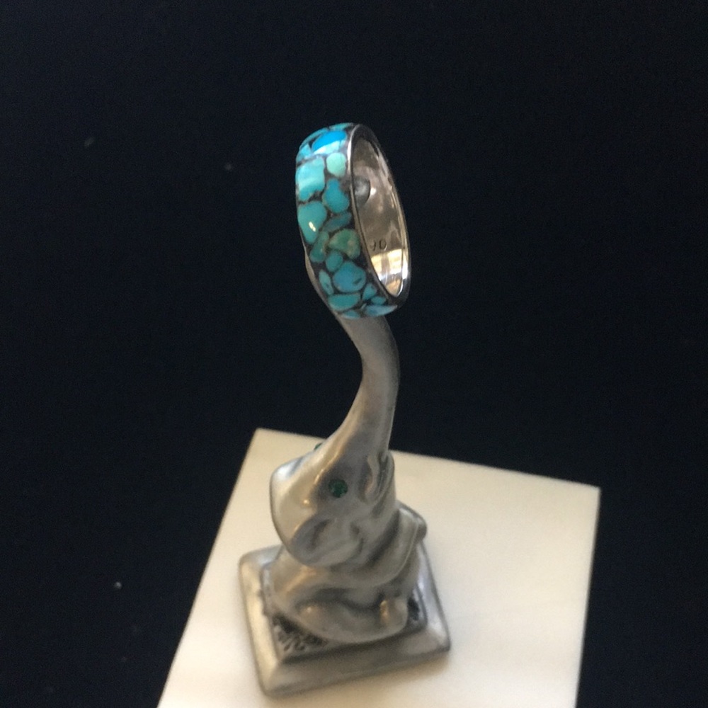 Sterling inlay Turquoise Ring, thumb ring